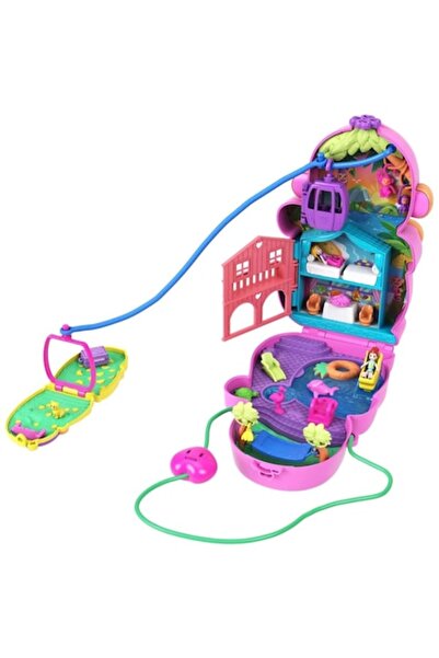 mattel Polly Pocket Playset, Momma Monkey & Baby, with 2 Dolls, Monkey-Shaped