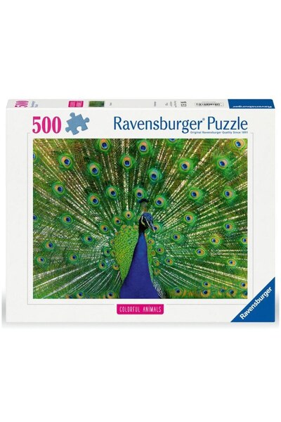 RAVENSBURGER Puzzle - Colorful Animals, Peacock, 500 pieces
