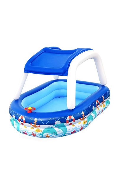 BESTWAY Bestway inflatable children's pool, UV sunshade, removable, boat shape, built-in steering wheel...