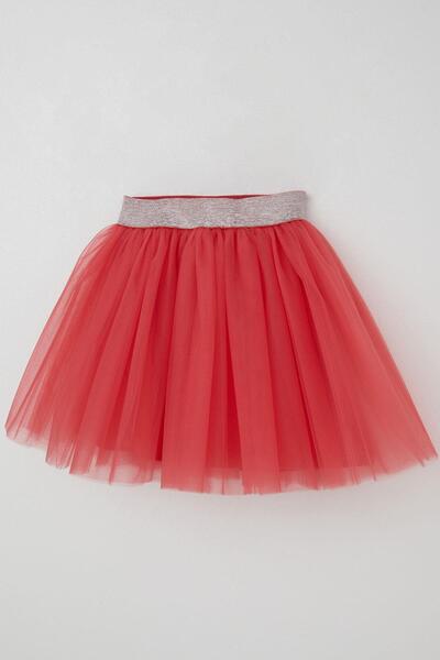 Breeze Girl's Tutu Skirt with Glitter Detail at the Waist, Elastic, Age 5-10, Coral