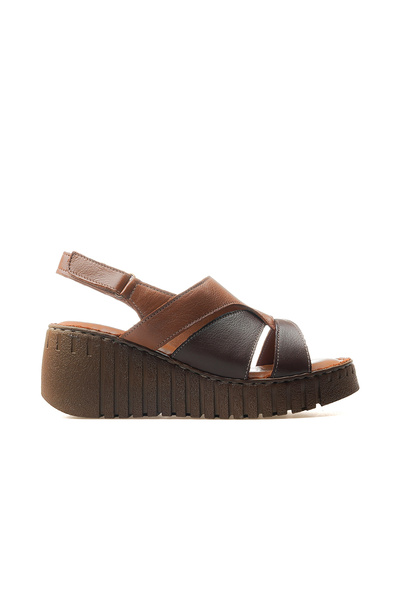 Venüs Women's Genuine Leather Daily Sandals 25Y 25020264Y Z Tan Brown