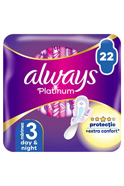 Always Platinum Night Sanitary Pads, Size 3, 22 pcs
