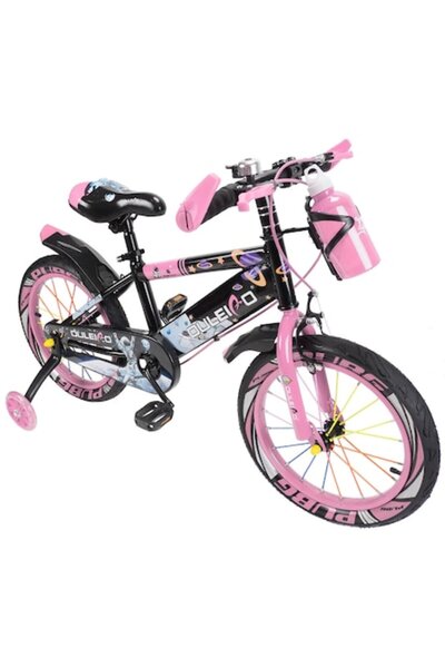 JHT Children's Bicycle 7-10 years with training wheels and water bottle holder JHT, 18 inch, pink