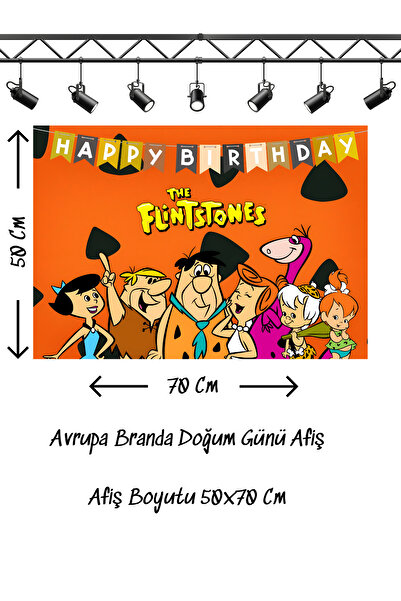 snowparty Taş Devri Çakıl Bambam Çakmaktaş Temalı Doğum Günü Afişi