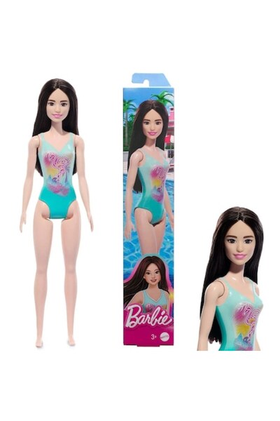 mattel Brunette Doll at the Beach in Tropical Swimsuit, Mattel, 3+ Years