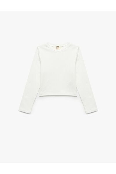 Koton Памучен велосипеден яка с дълъги ръкави Basic Crop тениска