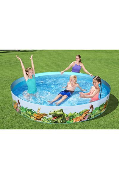 BESTWAY Above ground pool, for children, round shape, easy to assemble, PVC, dinosaur print, 24...