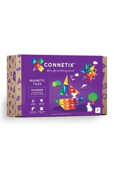 Connetix Magnetic Construction Set, Connetix, Rainbow Starter Pack 60 Pieces