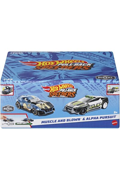 HOT WHEELS Set 2 metal toy cars Hot Wheels Pull Back - Muscle And Blown and Alpha Pursuit 1:43