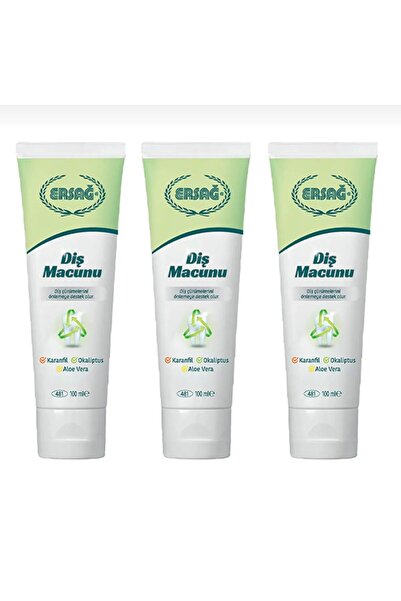 Ersağ Toothpaste Clove, Eucalyptus and Aloe Vera) 100 ml (3 Pieces)