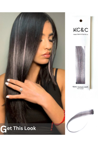 keep calm Pastel Lavender Grey Hair Straight Single Highlight