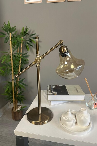 Bamyum Melk Cam Bal Rengi Masa Lambası Dekoratif Masaüstü Aydınlatma Hol Abaj...