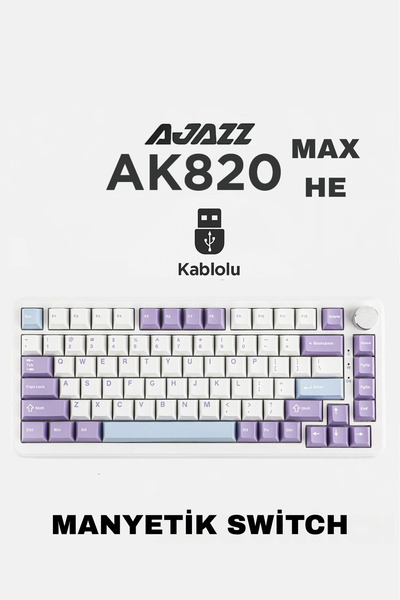 Ajazz AK820 MAX HE Kablolu Mekanik Oyun Klavyesi, Rapid Trigger, RGB Aydınlat...