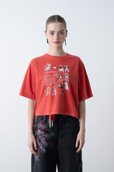 HAUSEkids 9-15 Years Old Oscar Doge Stand Girl's T-Shirt-Red