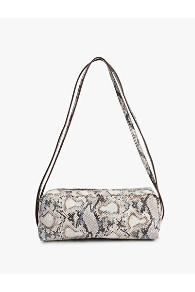 Koton Suni Deri Yılan Derisi Desenli Omuz Çantası