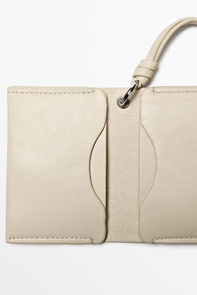 Massimo Dutti Napa deri uçlu kartlık aksesuar