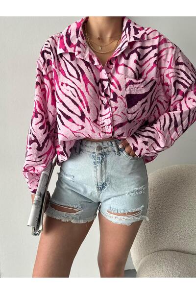 FERZOLAİO Pink Zebra Patterned Shirt