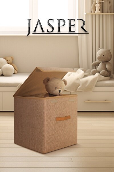 JASPER Cream Children's Room Toy & Storage Organizer Foldable Box with Handles