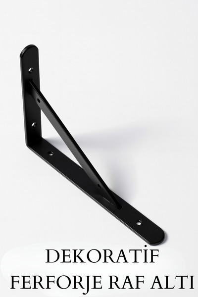 HOBİDABİ Raf Altı Dekoratif Raf Tutucu Ayak Ferforje Siyah 13X19 cm 2 Adet