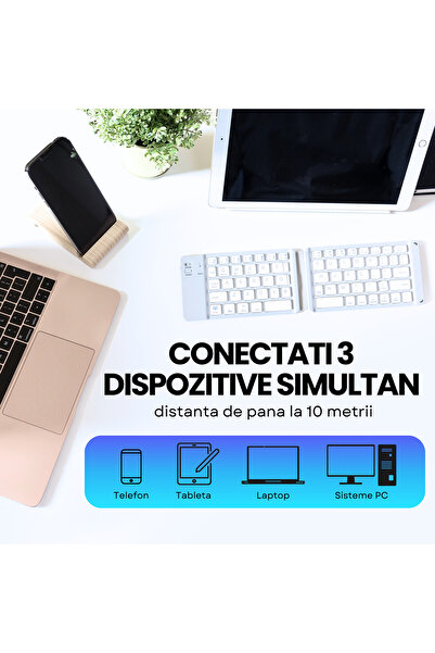 SpectrumPoint Tastatura Pliabila Universala, fara fir, conectare Bluetooth, compatibila Windows, Android, IOS