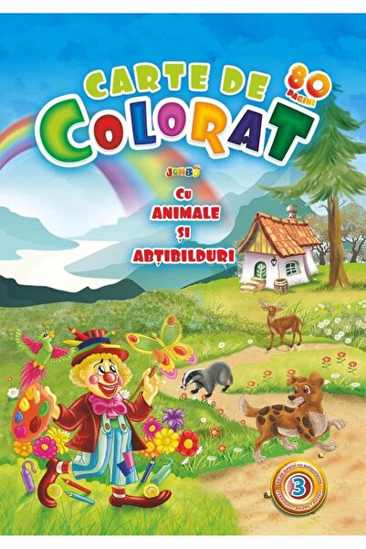 Editura Eurobookids Jumbo 80 - Carte de colorat cu animale si abtibild