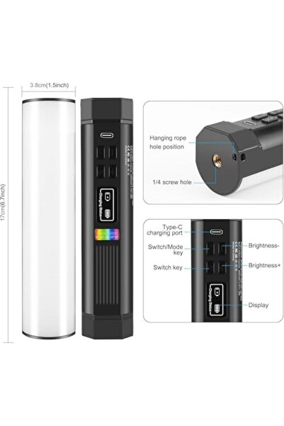 Generic CENXI Magnetic Handheld Light Wand, 360° RGB LED Video Light for Photography, 2000mAh Rechargeable