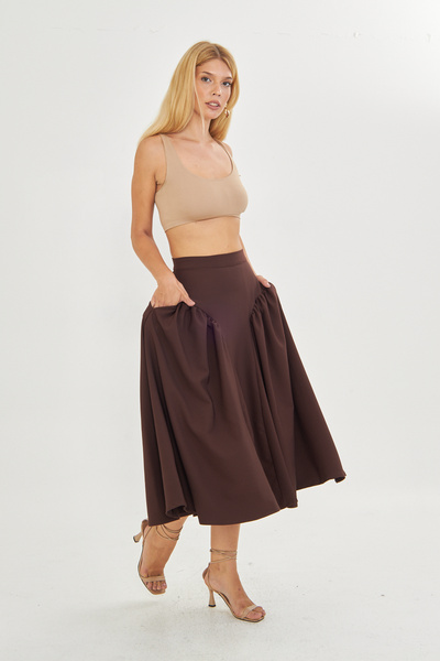 FARBE ER FASHION Khak Brown Skirt