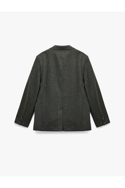 Koton Long Sleeve Flap Pocket Detailed Buttoned Slim Fit Mono Collar Blazer Jacket