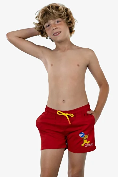 Haribo Licensed Boys Shorts Swimsuit for Ages 5-12-Red