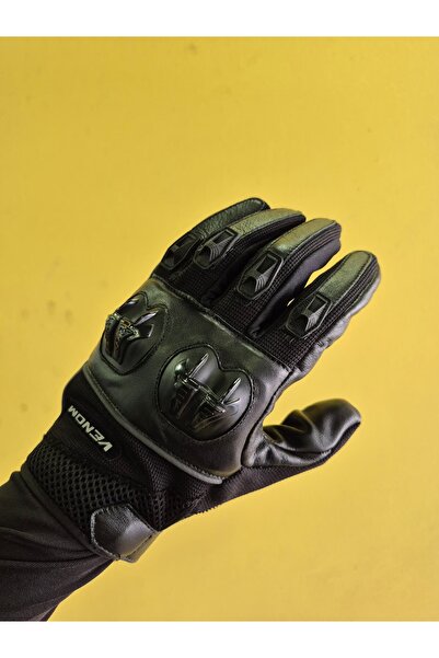 VENOM VN 970 SİYAH YAZLIK DERİ MOTOSİKLET ELDİVENİ