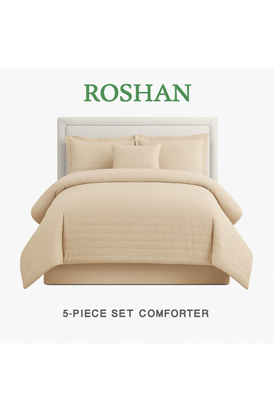 TSUMAB Roshan Comforter 5-Piece Bedding Set – Beige