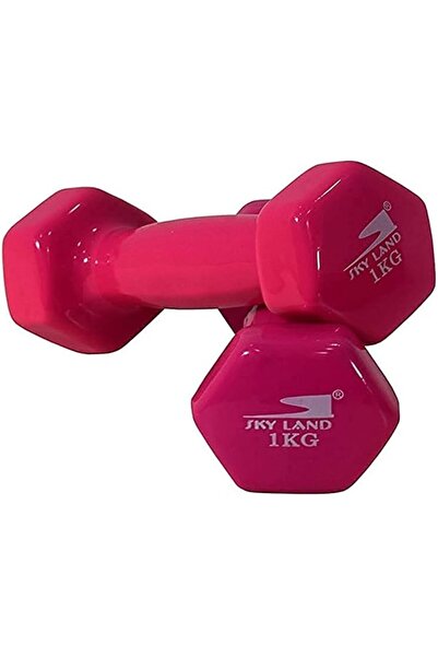 SKY LAND Vinyl Dumbbells EM-9219R-1 Set of 2 Non-Slip 1KG Each for Fitness, P...