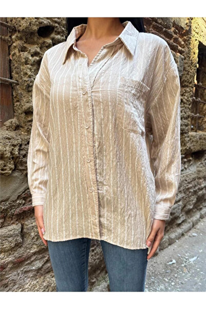 STİLVİA Stone striped Oversized button shirt