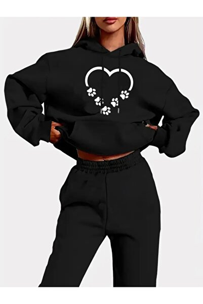 FUFLUNS Patili Heart Printed Unisex Women/Men Hooded Oversize Bottom/Up Track...