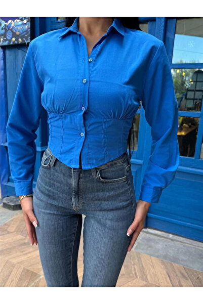 STİLVİA قميص Saks من البوليستر بنسبة 100% بنمط مجزأ