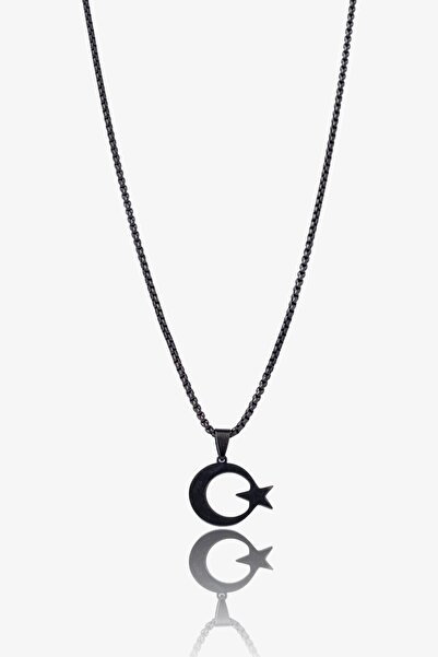 Getto Deri Ay Yıldız Çelik Kolye