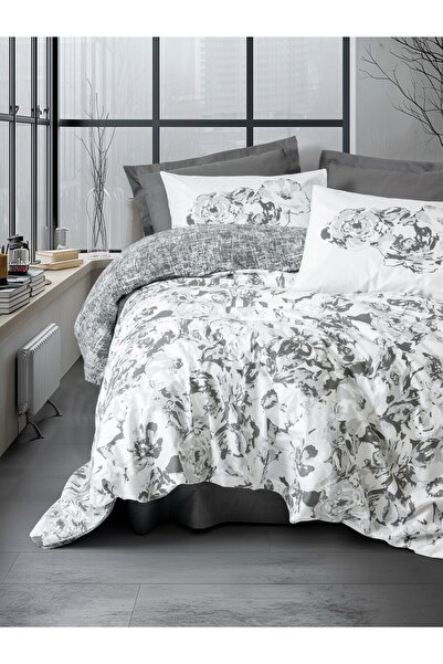 Cotton Box Dual Double Duvet Cover Set Florva Anthracite