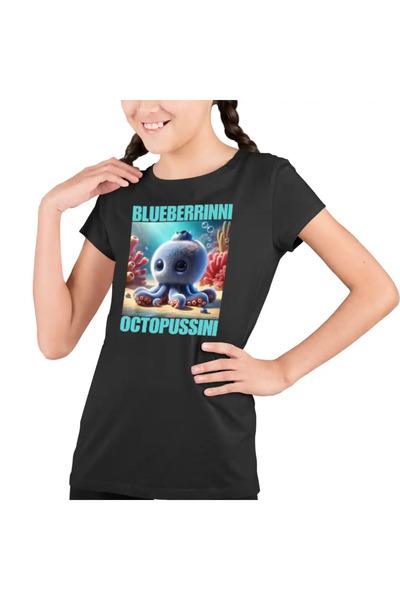 OEM Tricou Copii Fete Brainrot Blueberrinni Octopussini