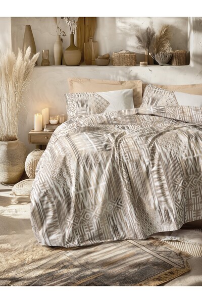Cotton Box Ethnic Double Duvet Cover Set Amara Caramel