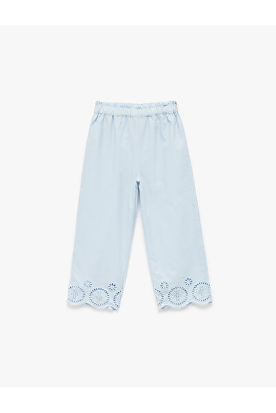 Koton Pantaloni din bumbac brodate cu talie elastică