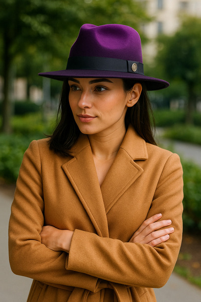 LAGRANZE Vintage Style Women's Stamped Fedora Hat