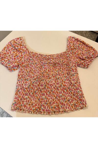 MU&ME BOUTİQUE بلوزة مطاطية مزهرة