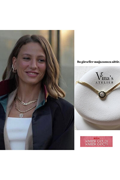 vina's atelier Serenay Tek Taş Çelik Kolye