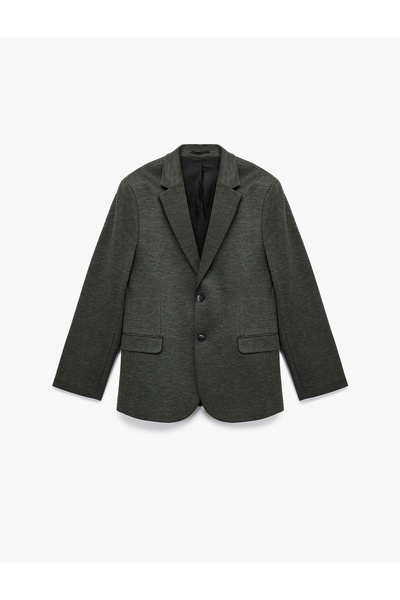 Koton Long Sleeve Flap Pocket Detailed Buttoned Slim Fit Mono Collar Blazer Jacket