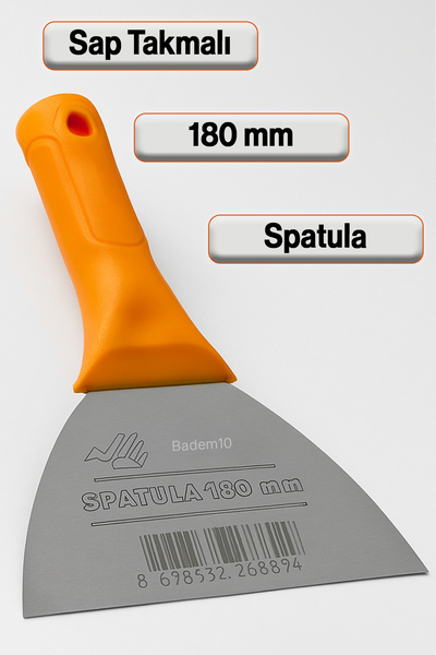 Badem10 Saptak Spatula 180 mm 18 cm Dayanıklı Ergonomik El Aleti Ispatula Sıv...