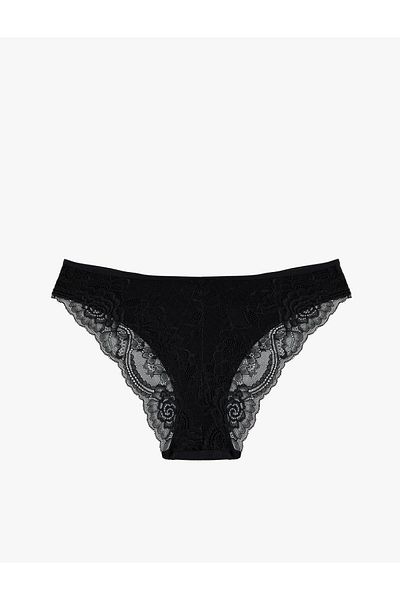 Koton Cotton Printed Brazilian Panties with Lace Detail on the Back