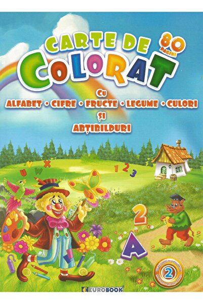 Editura Eurobookids Jumbo 80 - Carte de colorat: Alfabet Cifre Fructe