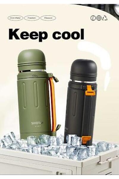 Shotay Durable Steel Thermos Flask 1500ml Green