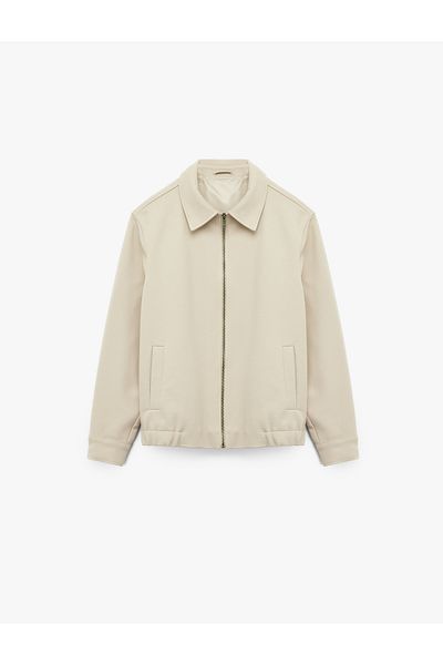 Koton Slim Fit Pocket Detailed Long Sleeve Zippered Shirt Collar Seasonal Jacket