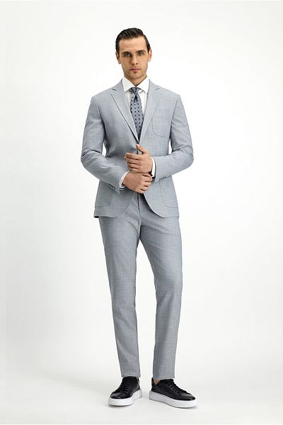 Kiğılı Super Slim Fit Extra Slim Fit Patterned Elastic Waist Drawstring Suit